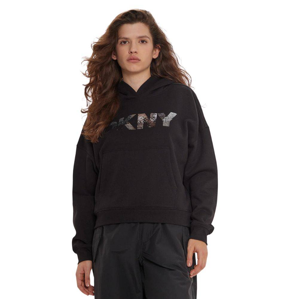 DKNY OMB SEQUIN LOGO HOODIE
