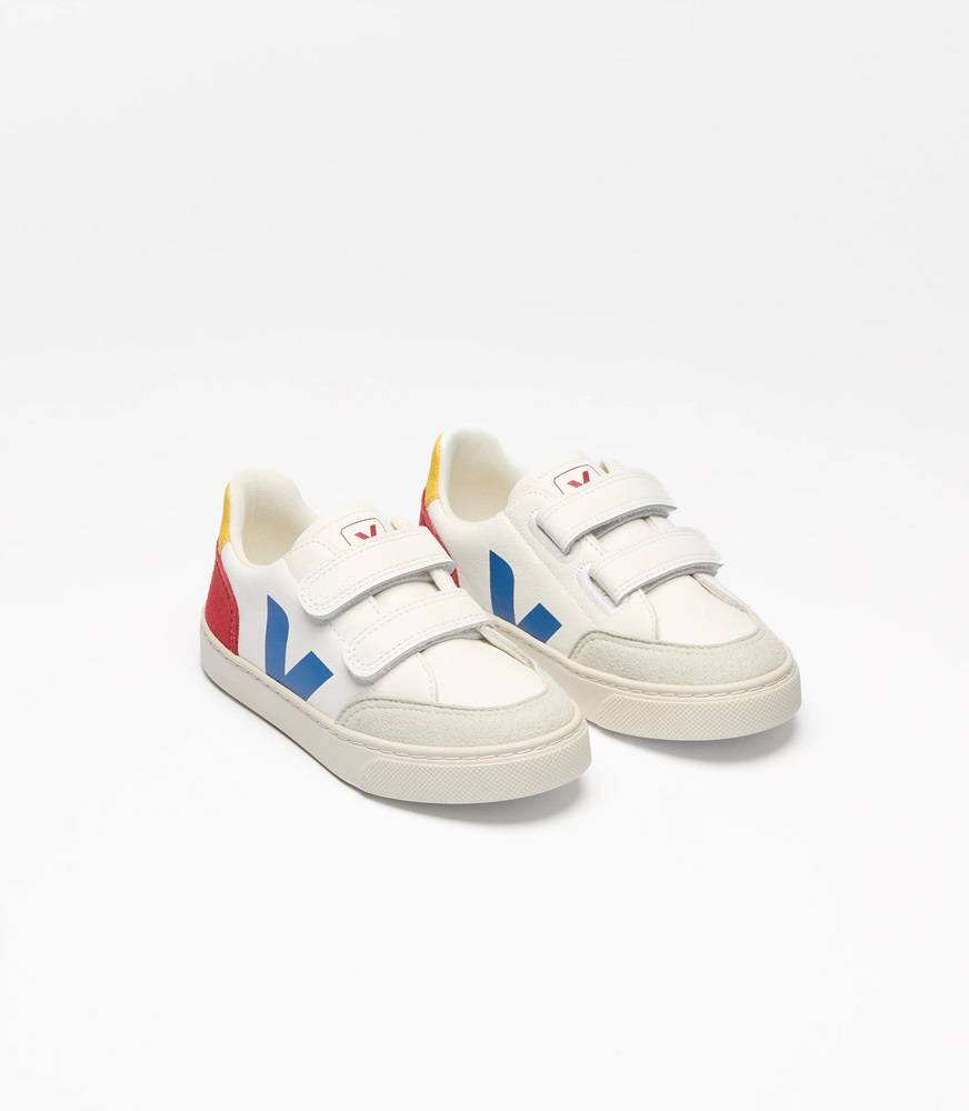 VEJA V-12 ORGANIC TRACED LEATHER KIDS