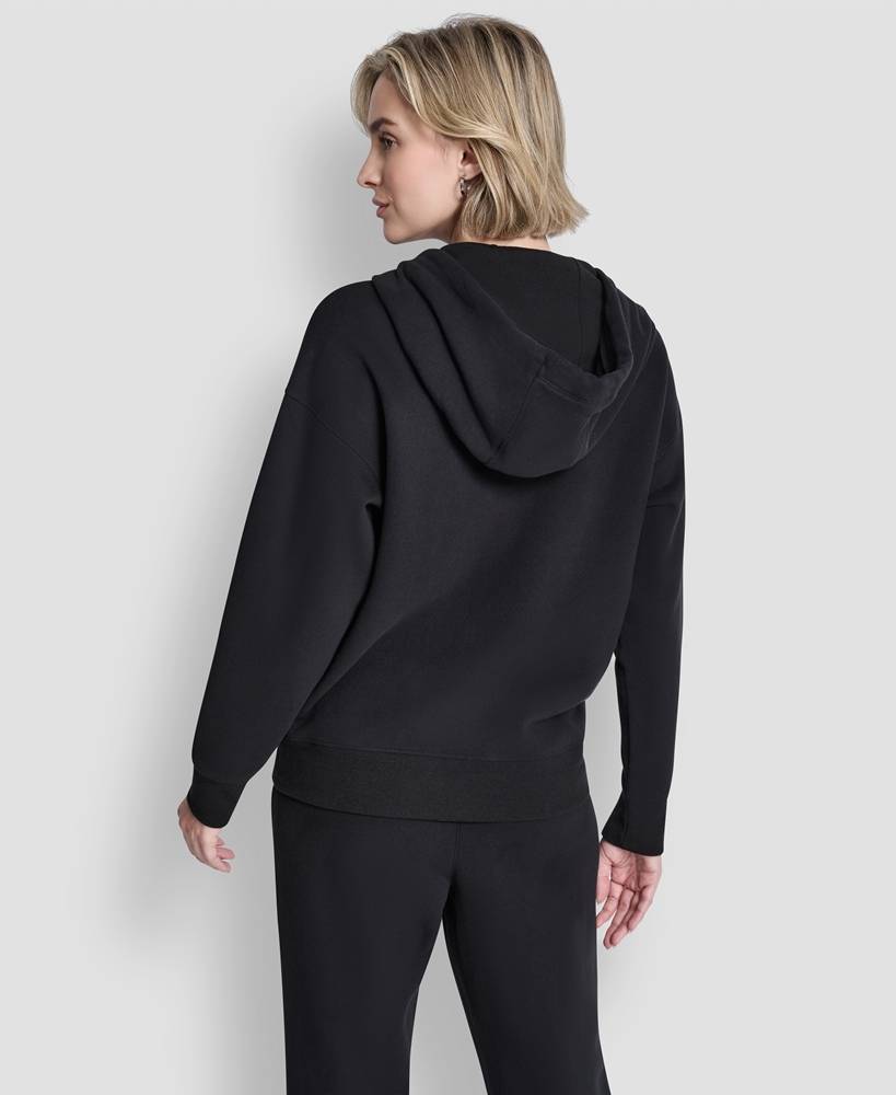 DKNY LOGO ZIP-THRU HOODIE