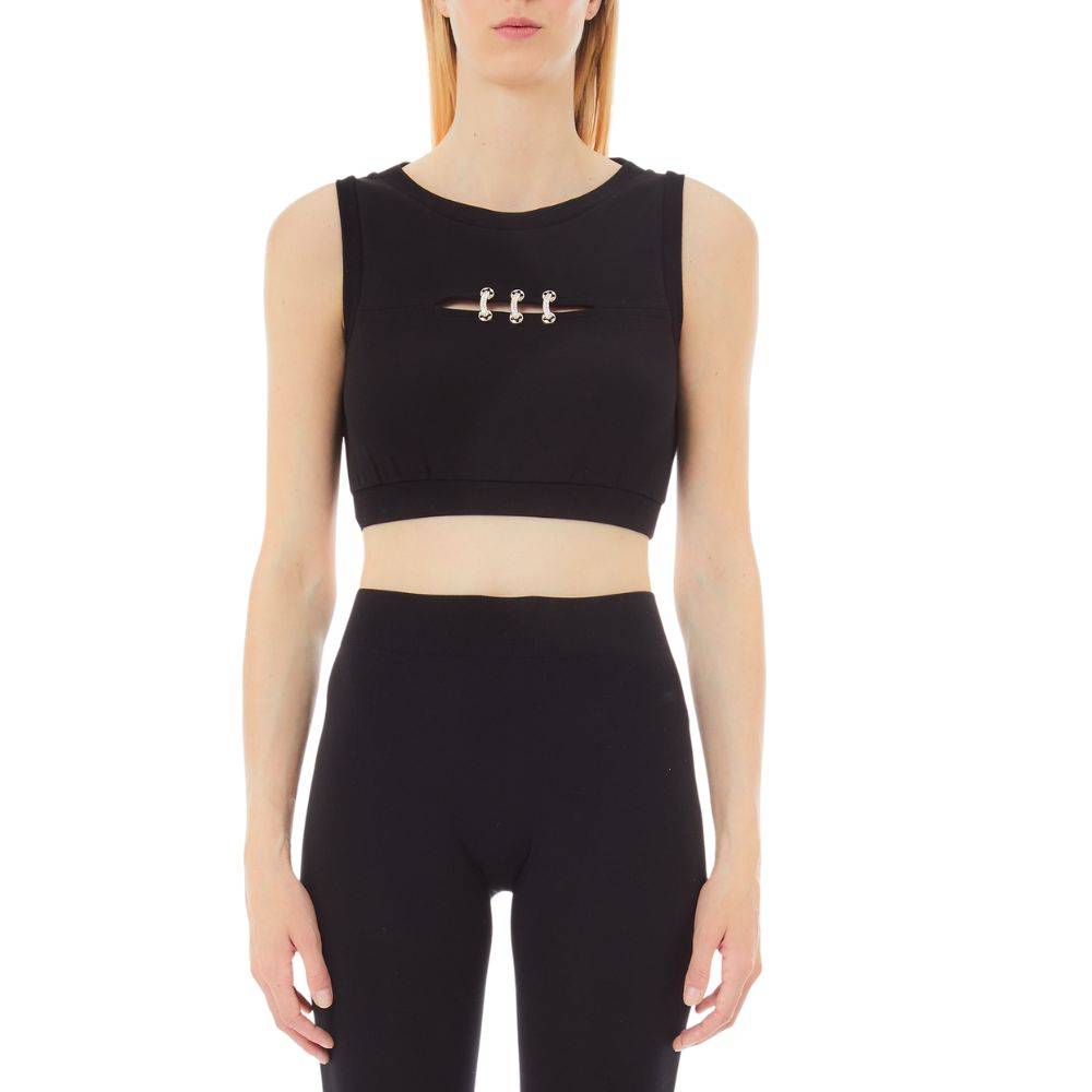 LIU JO CROPPED TANK TOP WITH BEJEWELLED DETAILS