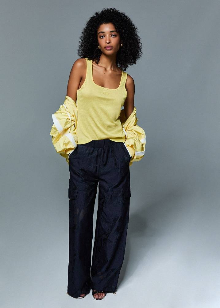LIU JO ORGANZA JACQUARD TROUSERS