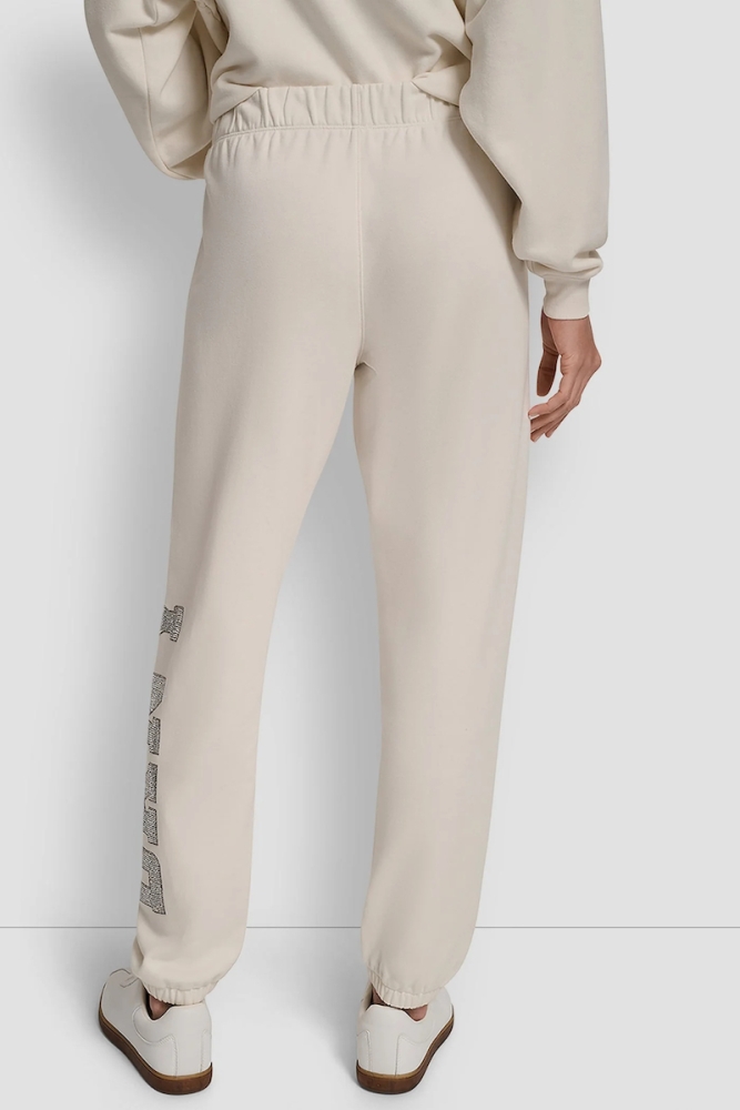 DKNY EXPLODED RHINESTONE VARISTY LOGO HIGH-RISE RELAXED