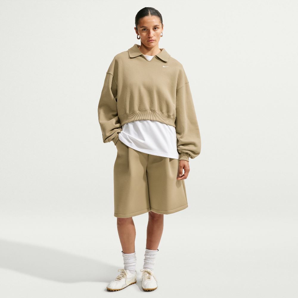 NIKE STUDIO FLEECE OVERSIZED CROPPED POLO