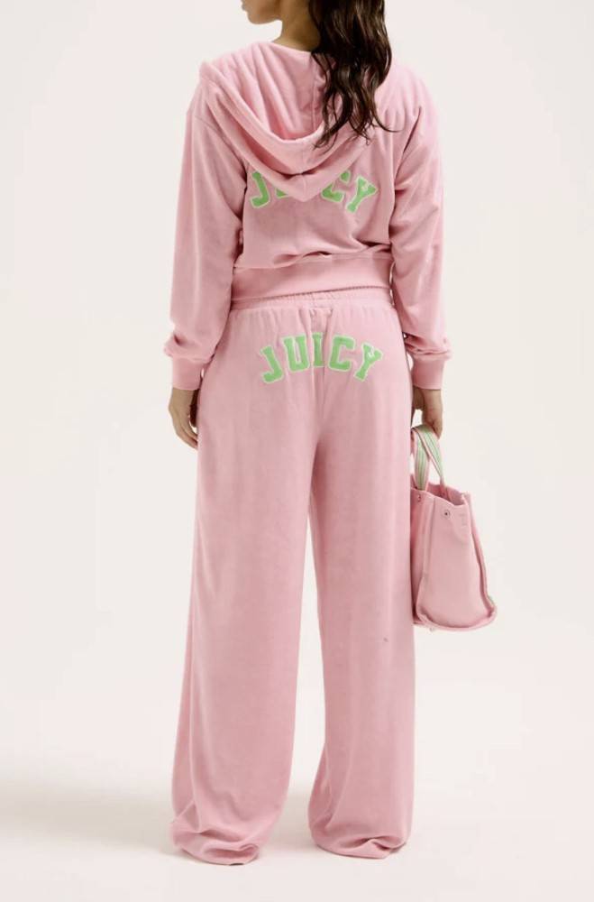 JUICY COUTURE NALA COLLEGATE OVERSIZED TERRY TOWELLING CROPPED HOODIE