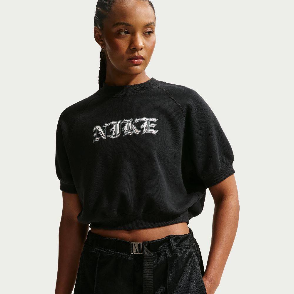 NIKE WOMENS NSW LOOSE SHORT-SLEEVE FRENCH TERRY TOP