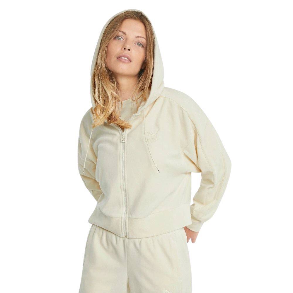 PUMA ICONIC T7 VELOUR WOMENS FULL-ZIP HOODIE