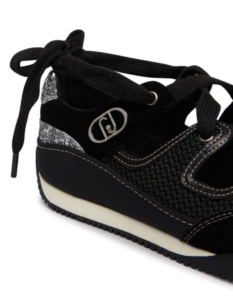 LIU JO LEWIS 03 - SUEDE BALLET SNEAKERS WITH GLITTER INSERTS