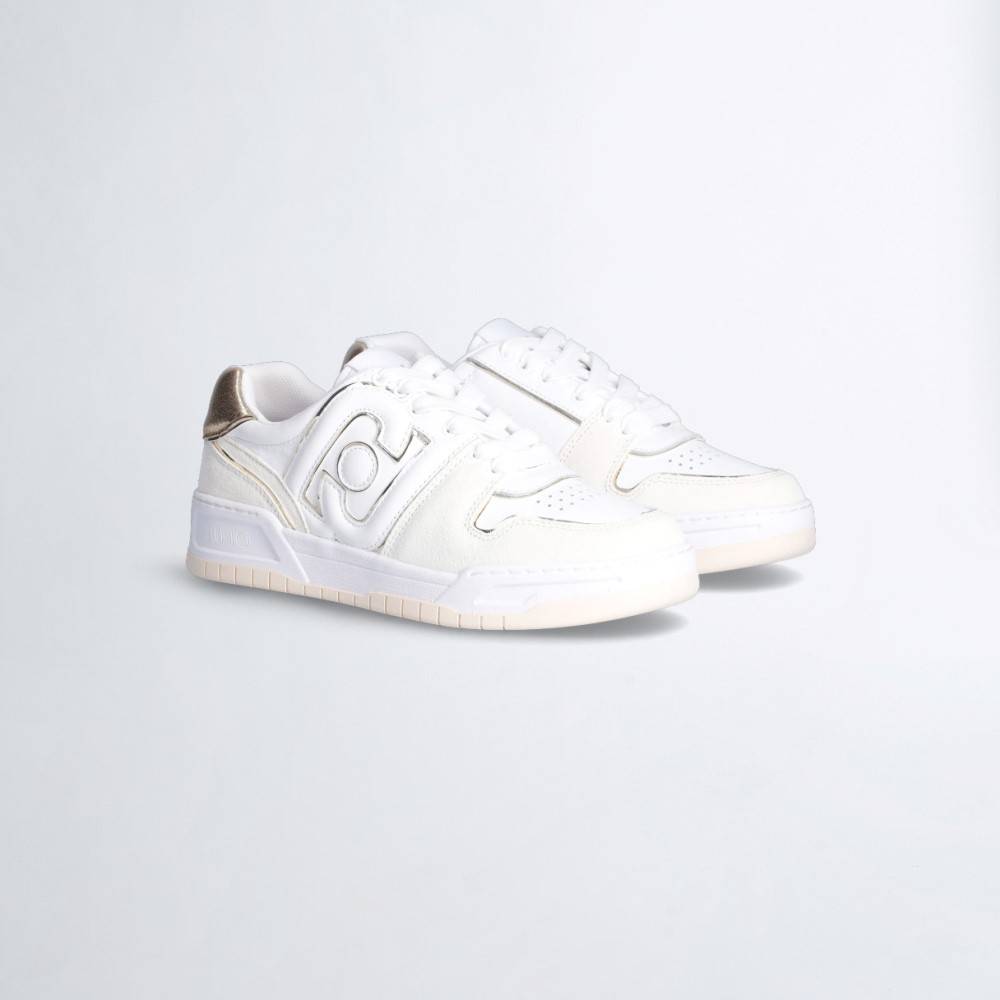 LIU JO LEATHER BASKETBALL SNEAKERS WITH MAXI LOGO