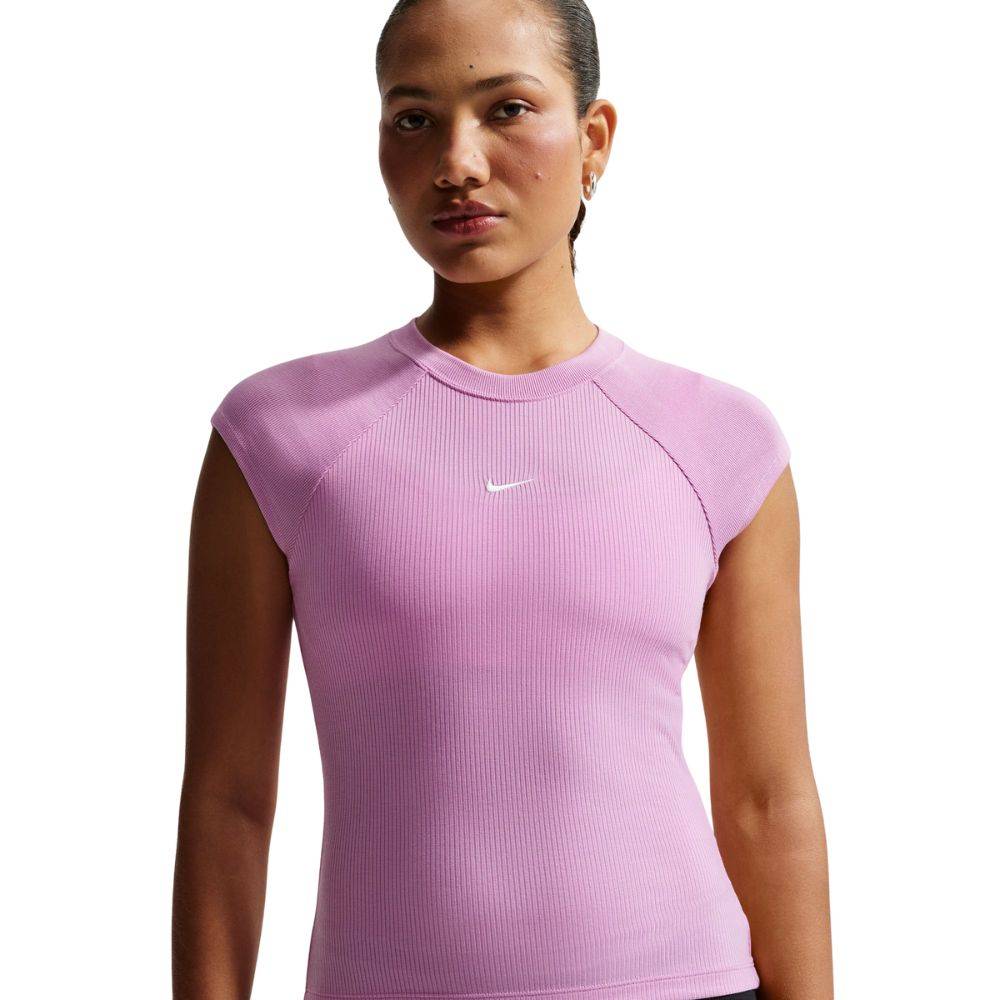 NIKE WOMENS CHILL KNIT SS RIBBED TOP