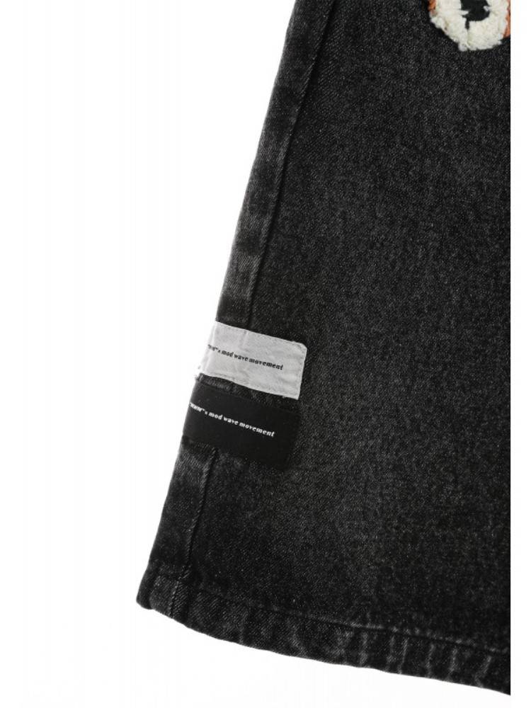 MWM TEDDY BEAR DENIM SHORTS FLOCK PATCH