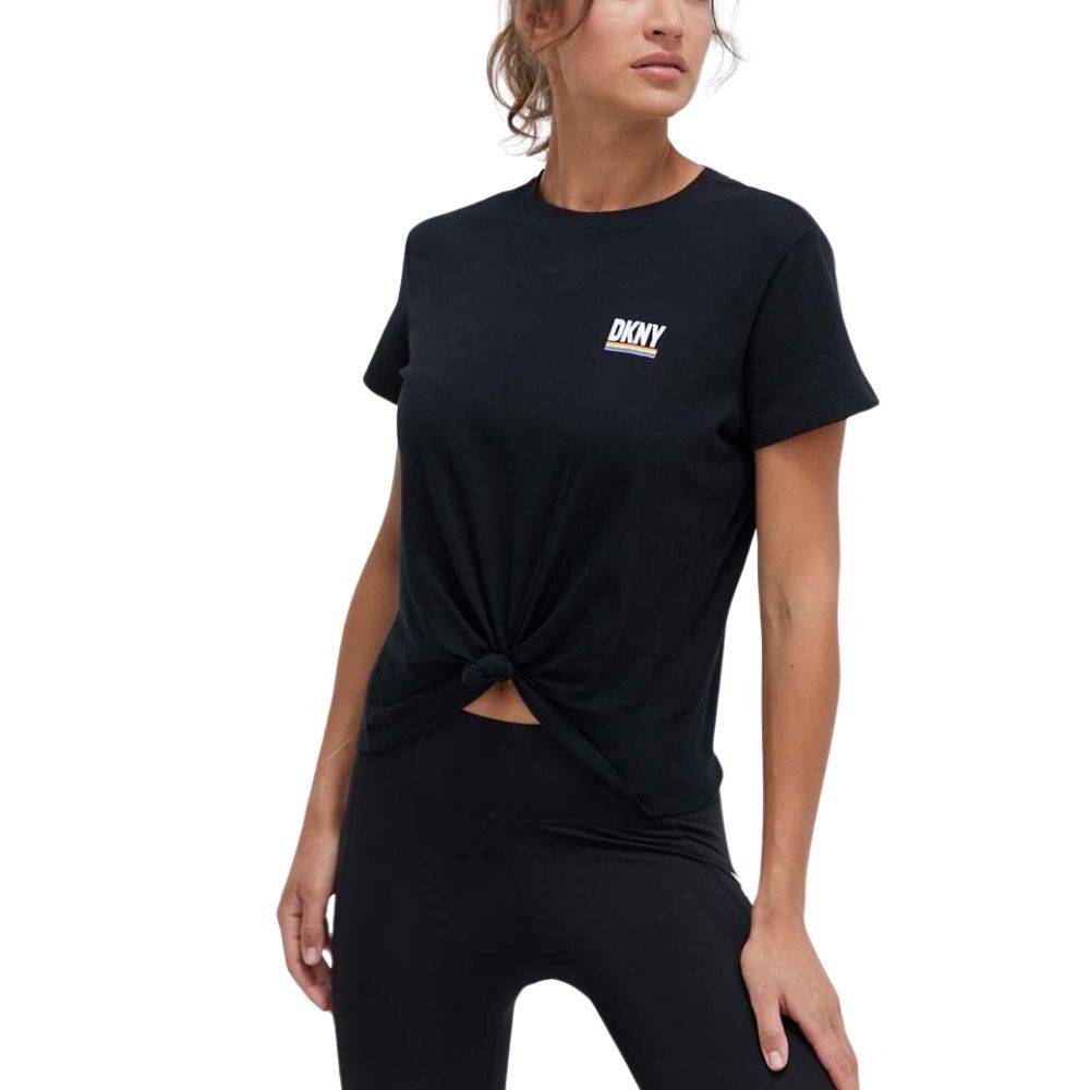 DKNY SPORT RAINBOW LOGO S/S KNOT FRONT TEE