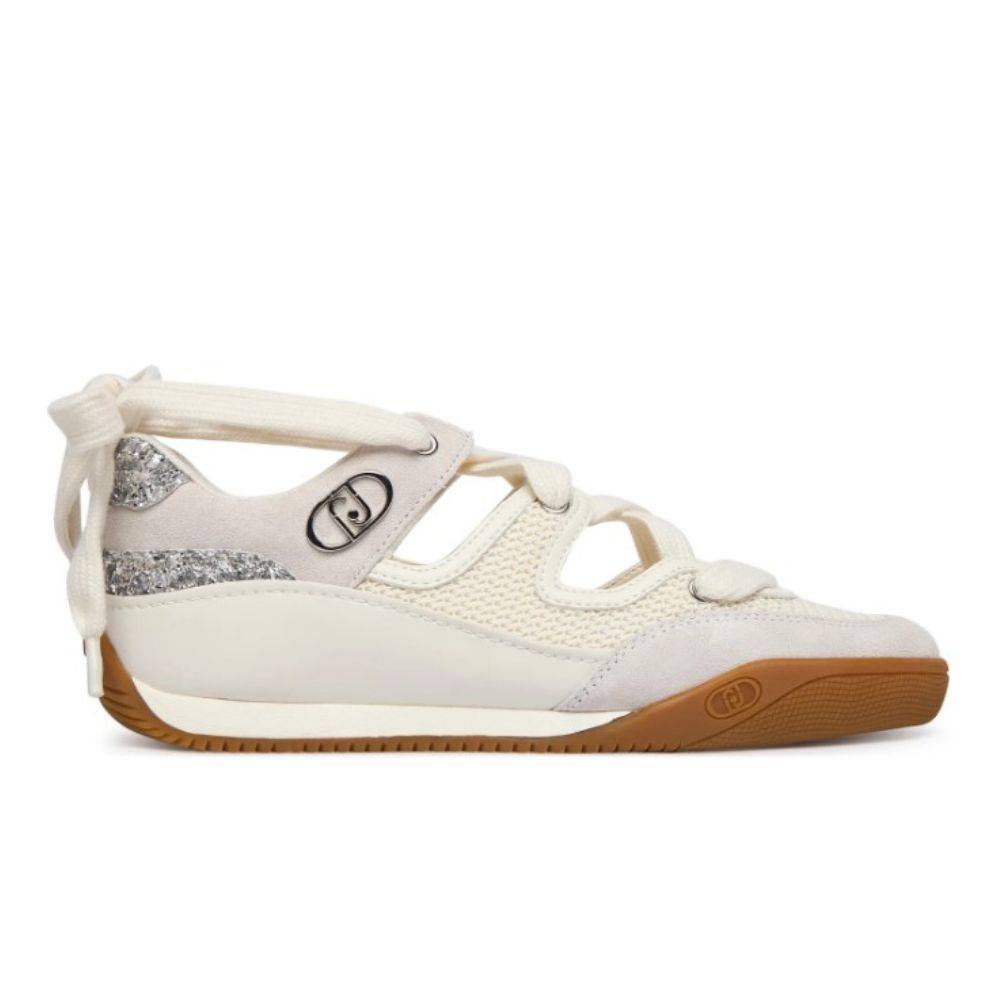 LIU JO LEWIS 03 - SUEDE BALLET SNEAKERS WITH GLITTER INSERTS