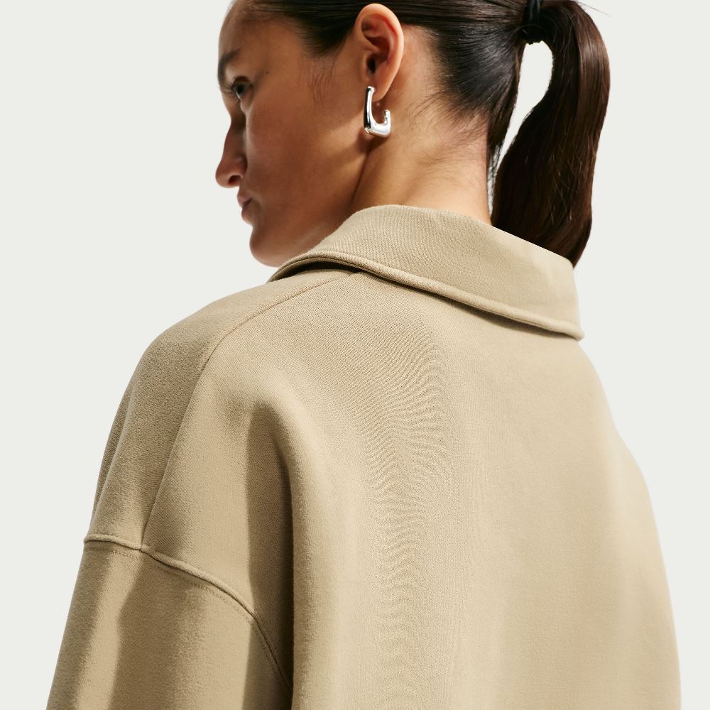 NIKE STUDIO FLEECE OVERSIZED CROPPED POLO