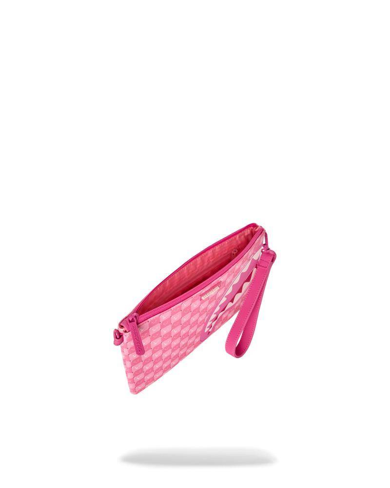 SPRAYGROUND PINK NEW CHECK FACES CROSSOVER CLUTCH