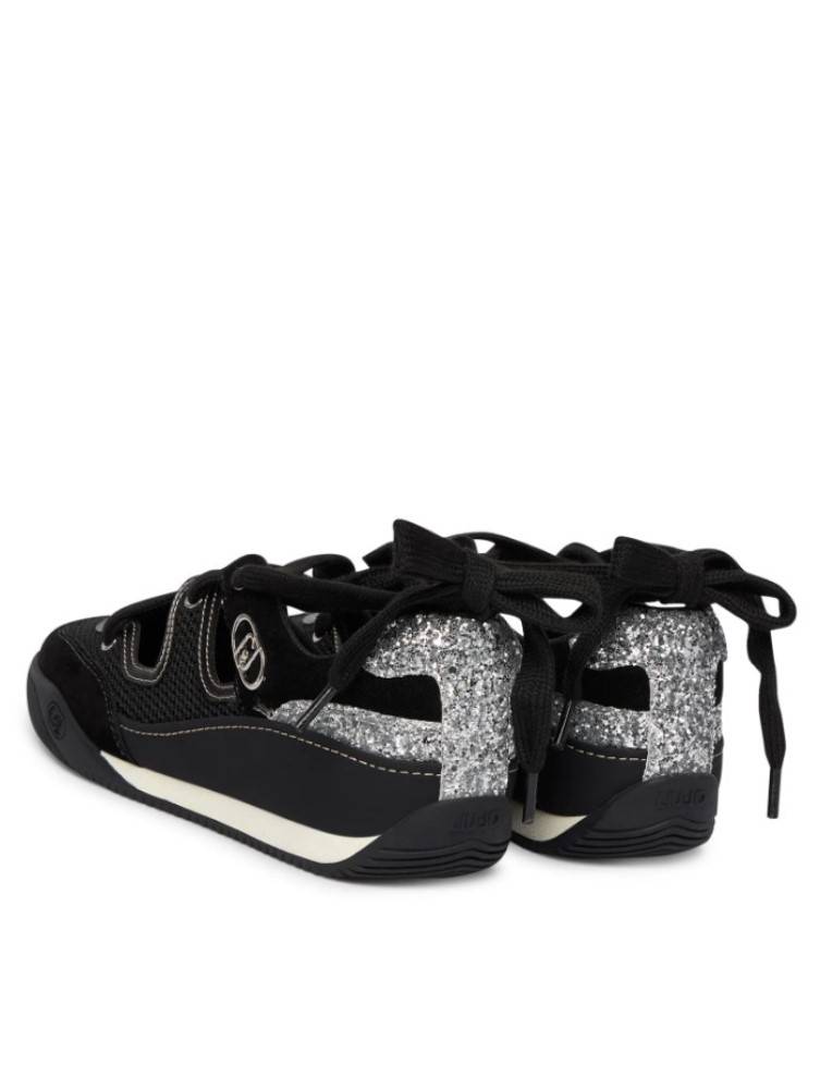LIU JO LEWIS 03 - SUEDE BALLET SNEAKERS WITH GLITTER INSERTS