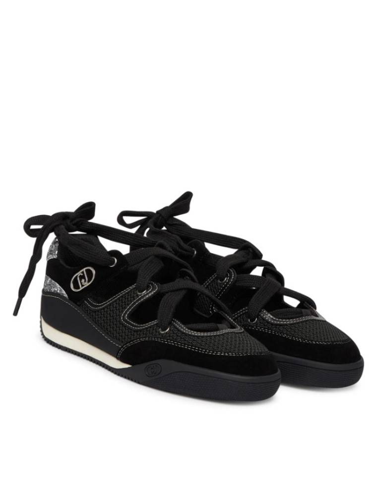 LIU JO LEWIS 03 - SUEDE BALLET SNEAKERS WITH GLITTER INSERTS