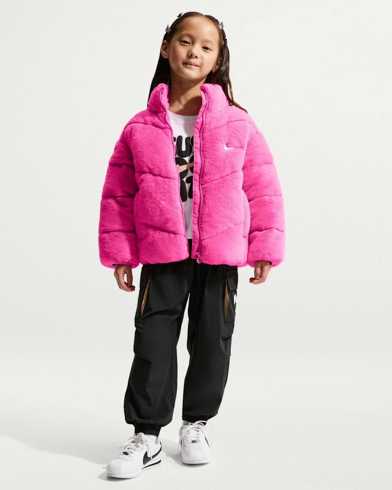NIKE LITTLE KIDS QUILTED FAUX FUR JKT