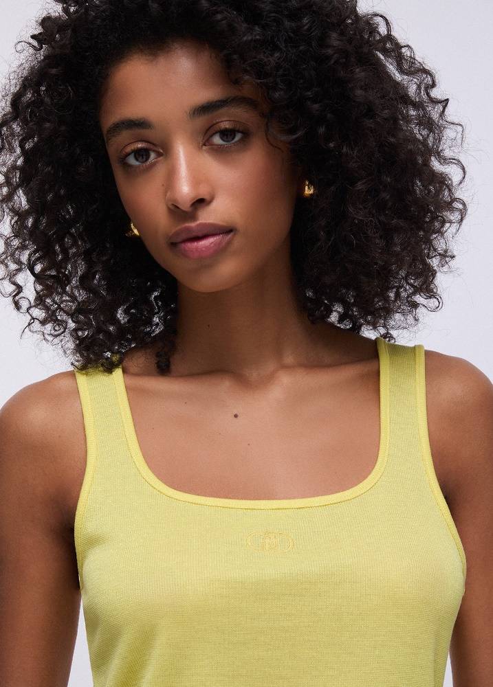 LIU JO SLEEVELESS TANK WITH MONOGRAM LOGO