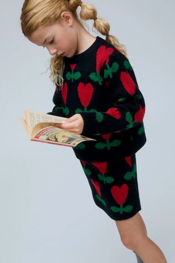 COMPANIA FANTASTICA CYCLAMEN PRINT KNIT SKIRT