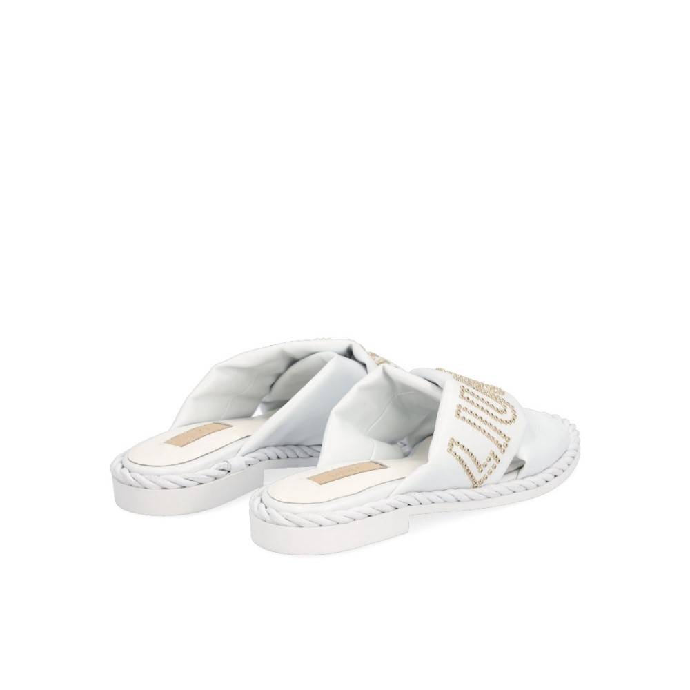LIU JO FAUX LEATHER SLIDES WITH MAXI LOGO