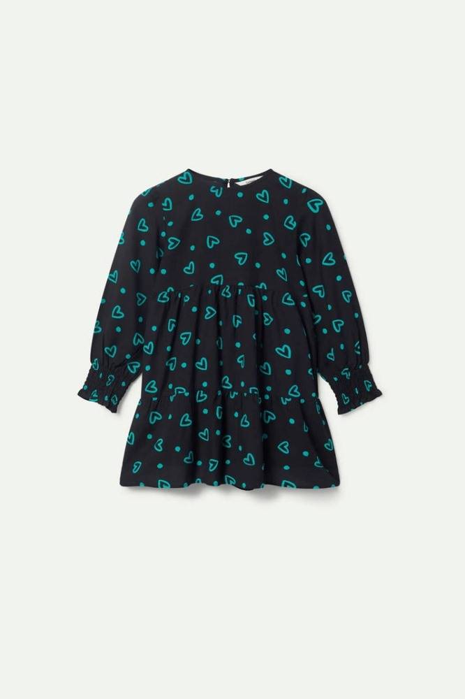 COMPANIA FANTASTICA GIRLS SHORT DRESS WITH HEART PRINT