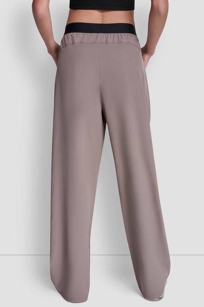 DKNY HIGH-RISE MODIFIED WIDE LEG PANT W/LOGO ELASTIC WAISTBAND