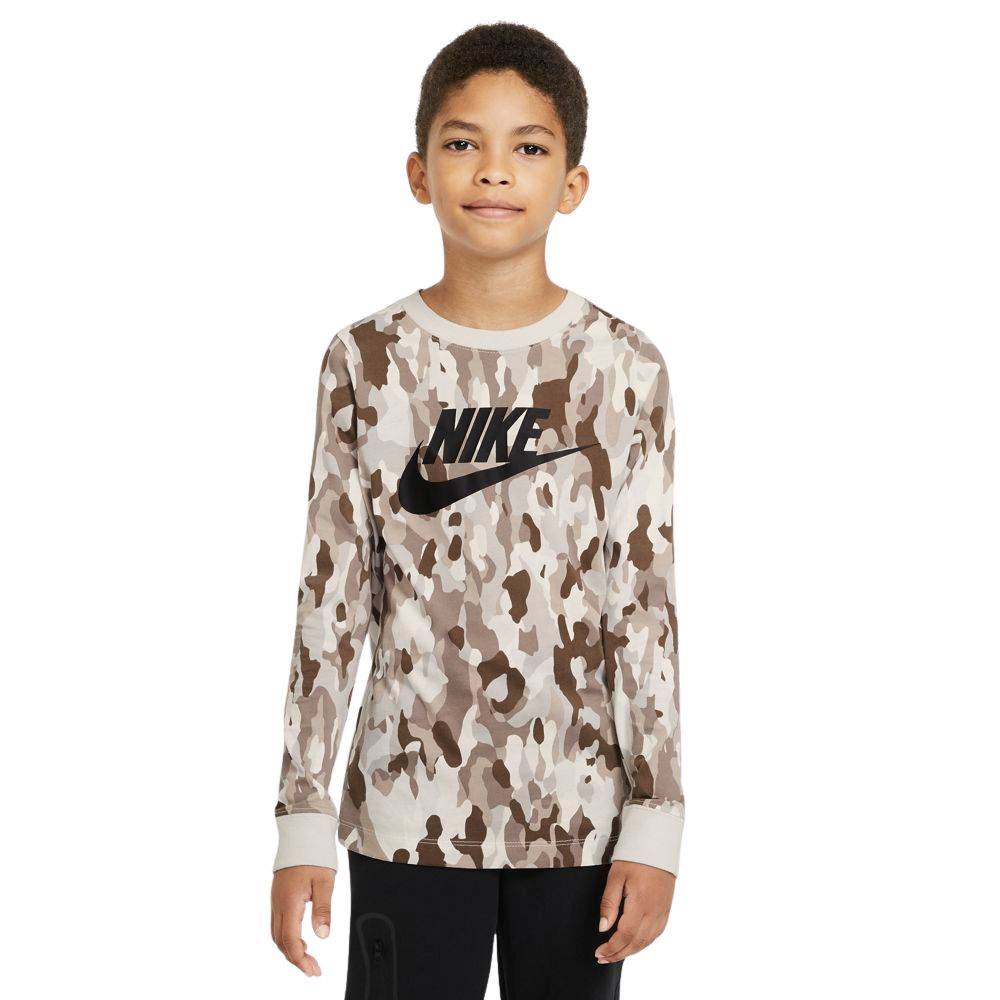 NIKE BOYS SPORTSWEAR CAMO LONG SLEEVE TEE