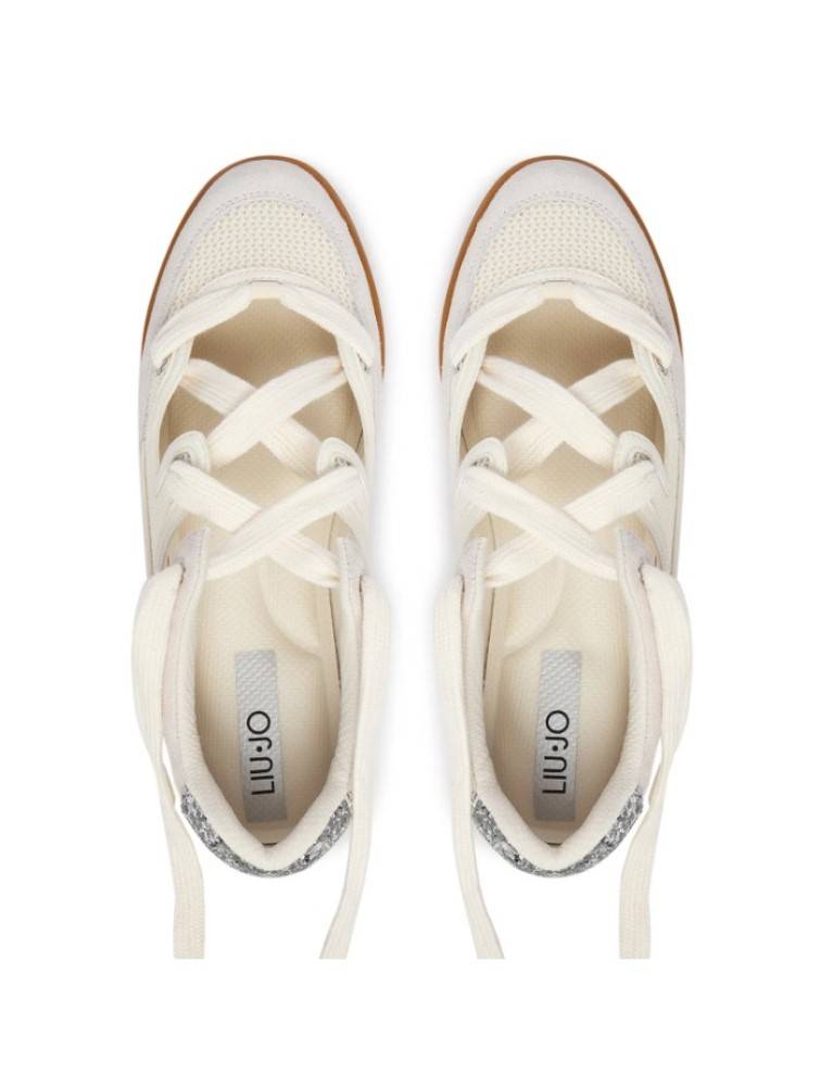 LIU JO LEWIS 03 - SUEDE BALLET SNEAKERS WITH GLITTER INSERTS