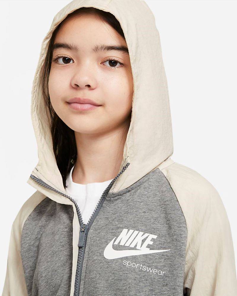 NIKE GIRLS SPORTSWEAR HERITAGE FULL-ZIP HOODIE