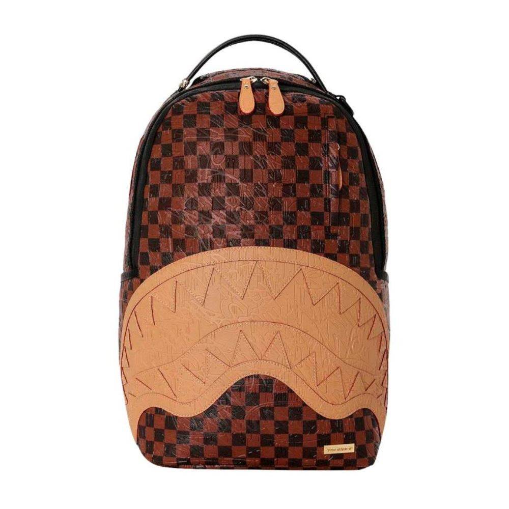 SPRAYGROUND EMBOSSED CHECK BROWN DLXSV BACKPACK