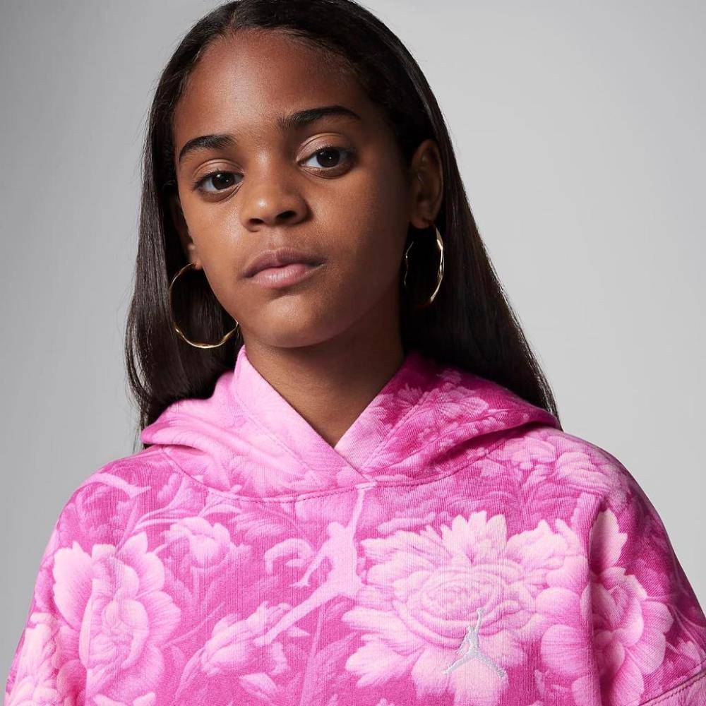 NIKE JORDAN GIRLS BRKLYN ESSENTIAL FLORAL ALL OVER PRINT PULLOVER