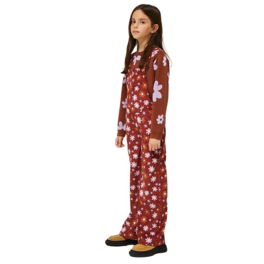 COMPANIA FANTASTICA GIRLS CORDUROY JUMPSUIT WITH FLORAL PRINT