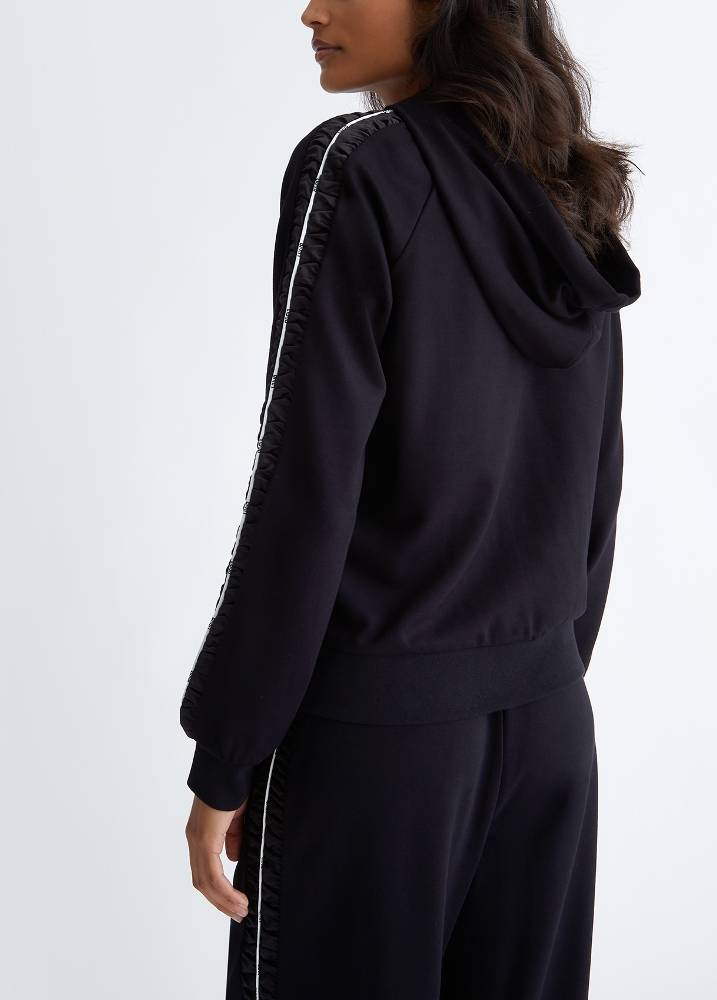 LIU JO SATIN SIDE DETAILS ZIP HOODIE