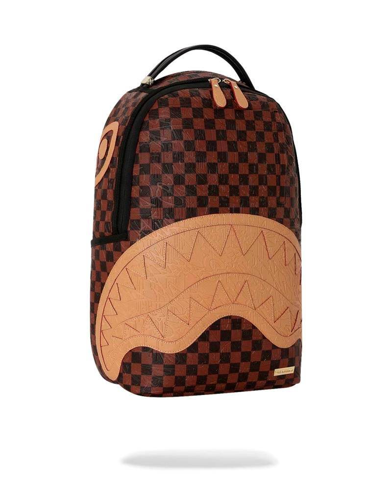 SPRAYGROUND EMBOSSED CHECK BROWN DLXSV BACKPACK
