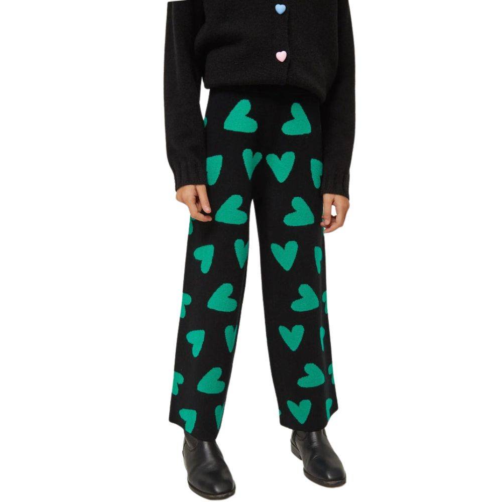 COMPANIA FANTASTICA GIRLS KNIT PANTS WITH HEART PRINT