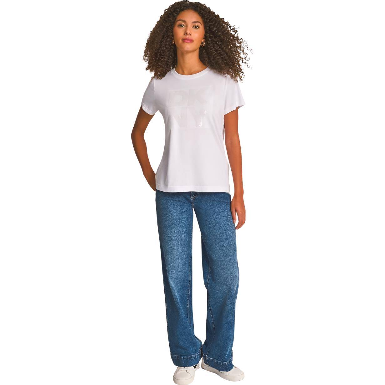 DKNY SEQUIN LOGO CREW NECK TEE