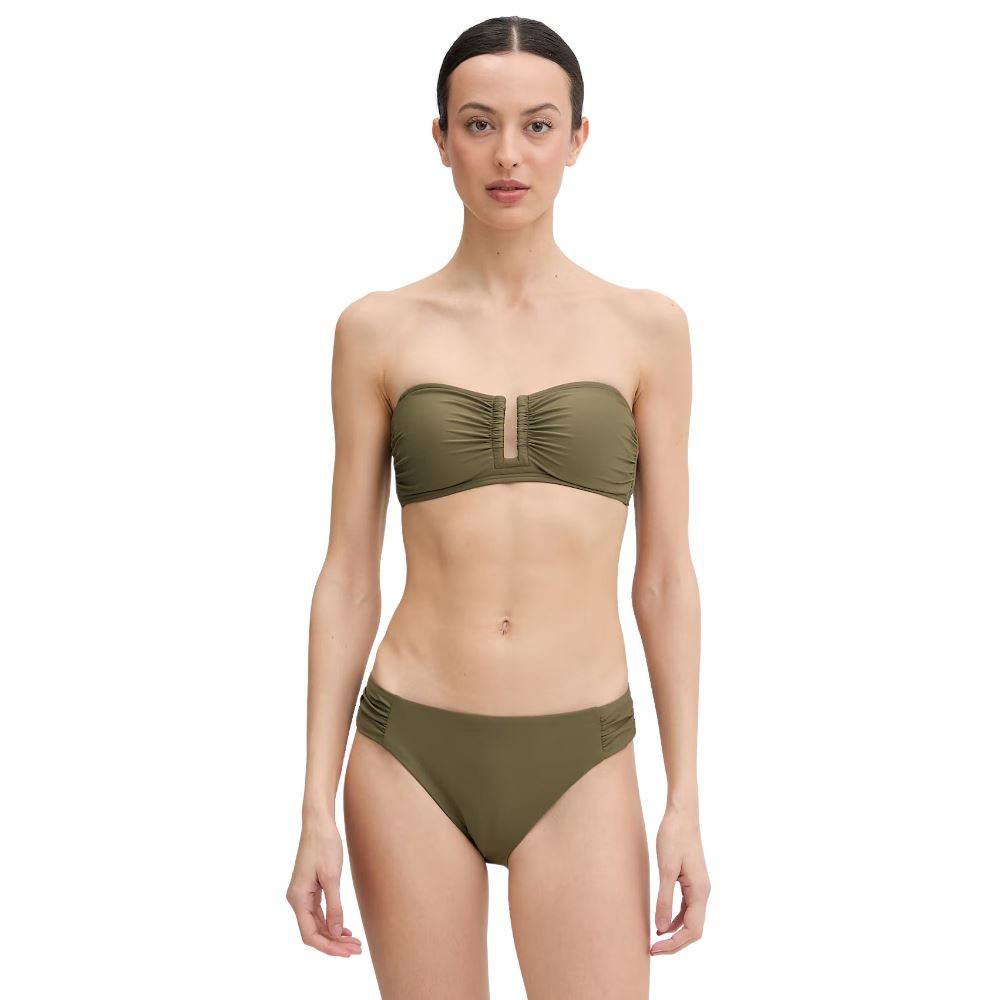 DKNY U WIRE SHIRRED BANDEAU TOP BIKINI