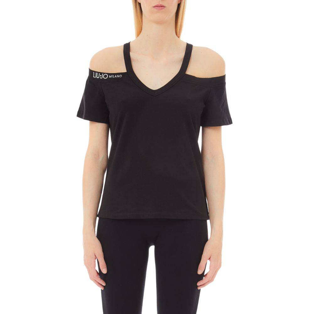 LIU JO COTTON OFF SHOULDER T-SHIRT
