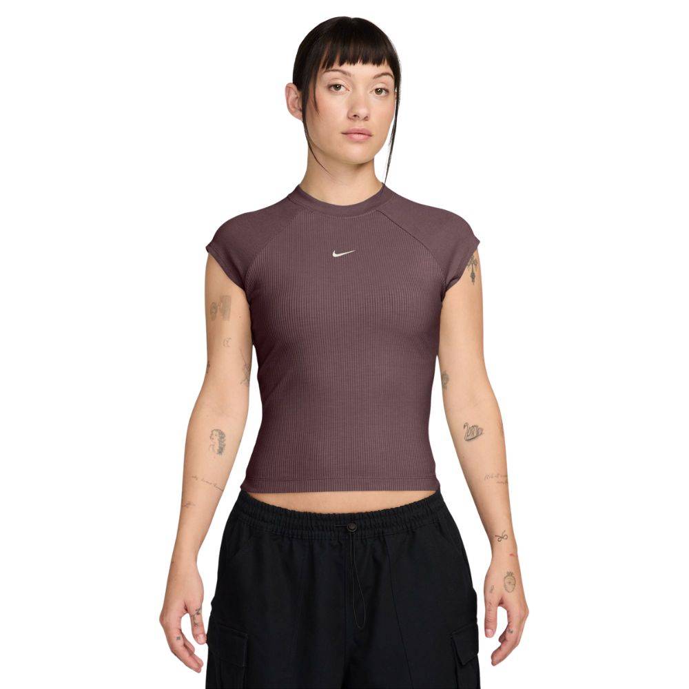 NIKE WOMENS CHILL KNIT SS RIBBED TOP