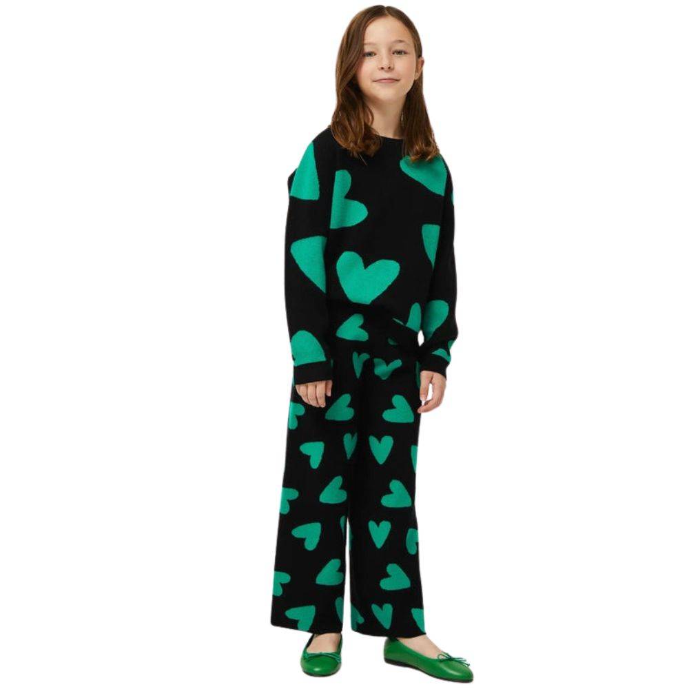 COMPANIA FANTASTICA GIRLS KNIT SWEATER WITH HEART PRINT