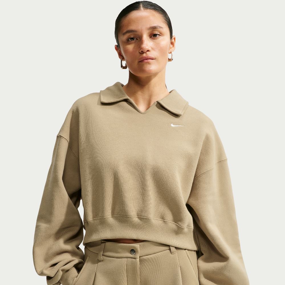 NIKE STUDIO FLEECE OVERSIZED CROPPED POLO