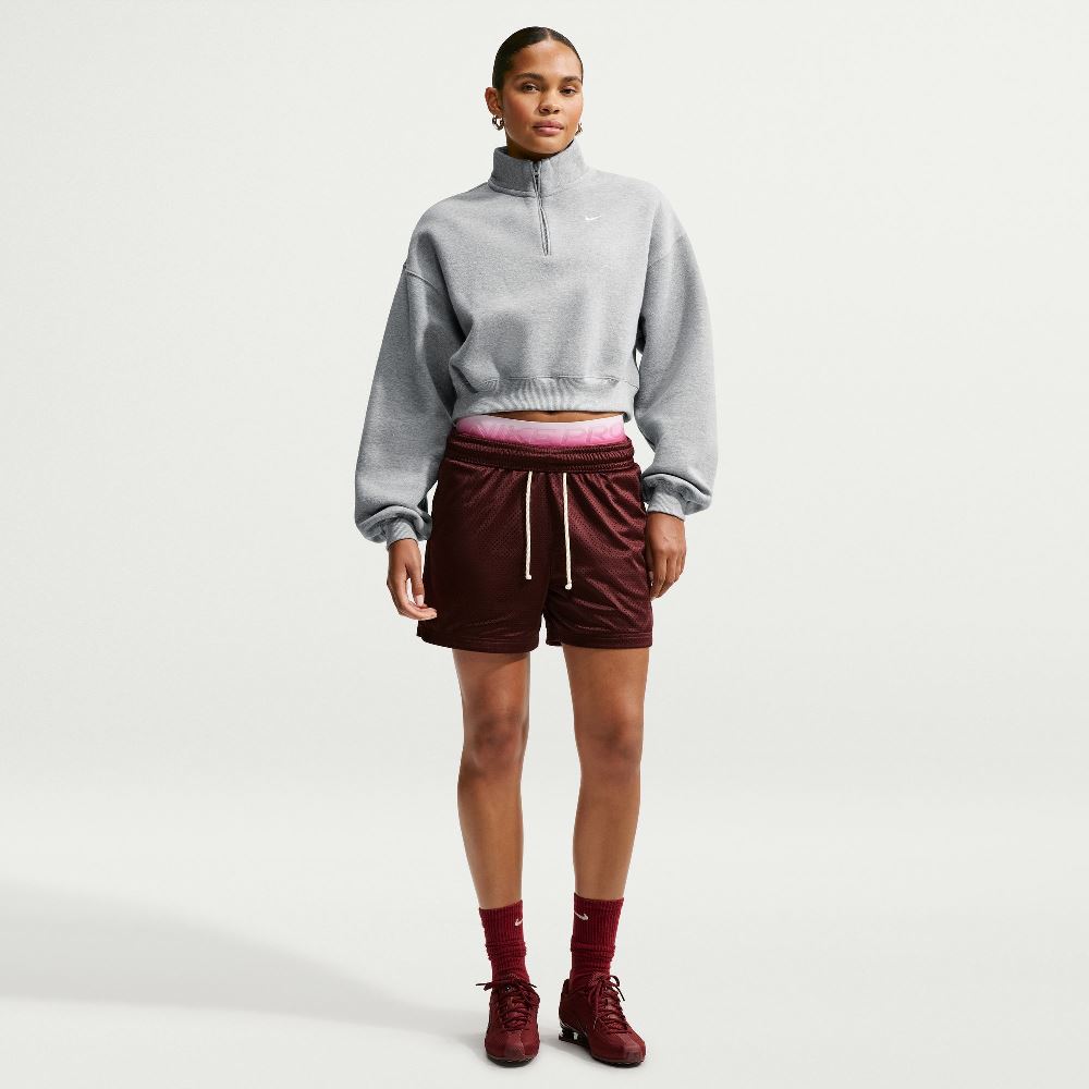 NIKE WOMENS STUDIO MEDIUM-WEIGHT 1/4 ZIP CROPPED TOP