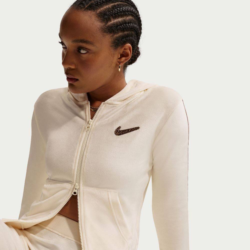 NIKE NSW VELOUR TREND FULL-ZIP HOODED TOP