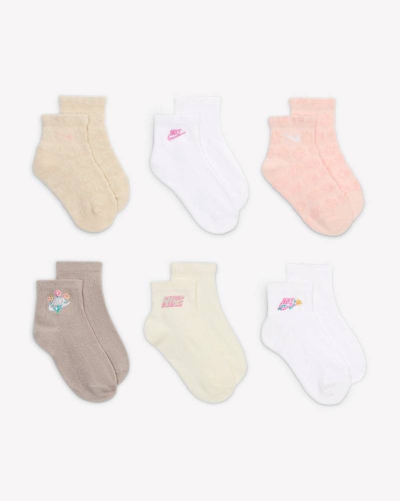NIKE GIRLS FLOWRAL 6PK ANKLE SOCKS