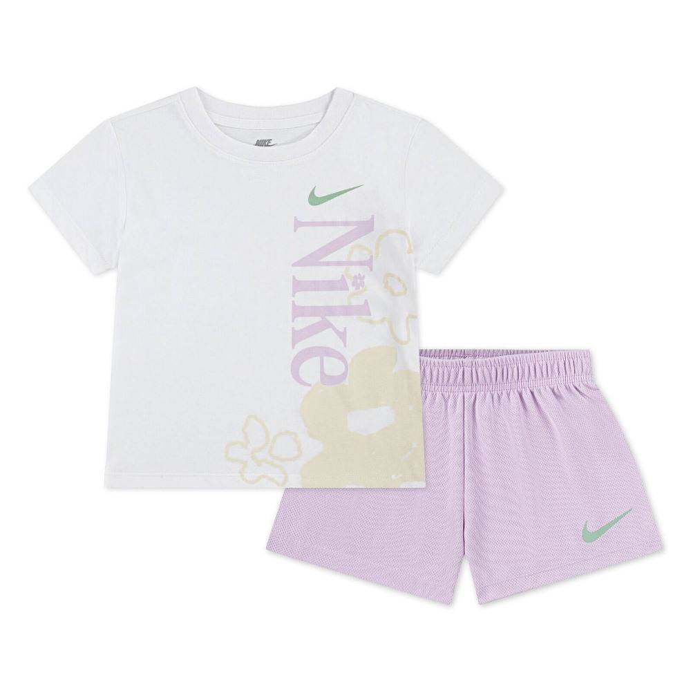 NIKE LITTLE GIRLS WILD FLOWER TEE MESH SHORT SET