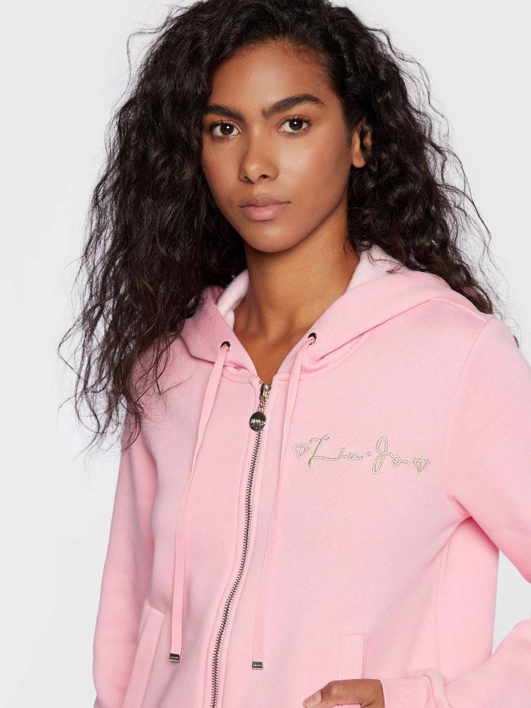 LIU JO ZIP HOODIE WITH GOLD EMBROIDERY