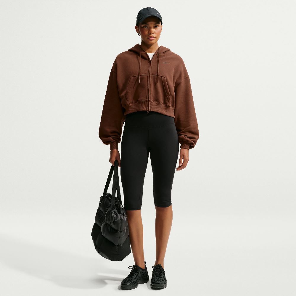 NIKE STUDIO FLEECE OVERSIZED CROPPED FULL-ZIP HOODIE