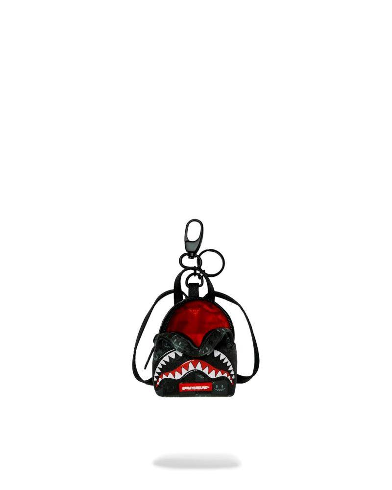 SPRAYGROUND SHARKS IN PARIS WTF BUBBLY BLACK CHECK KEYCHAIN