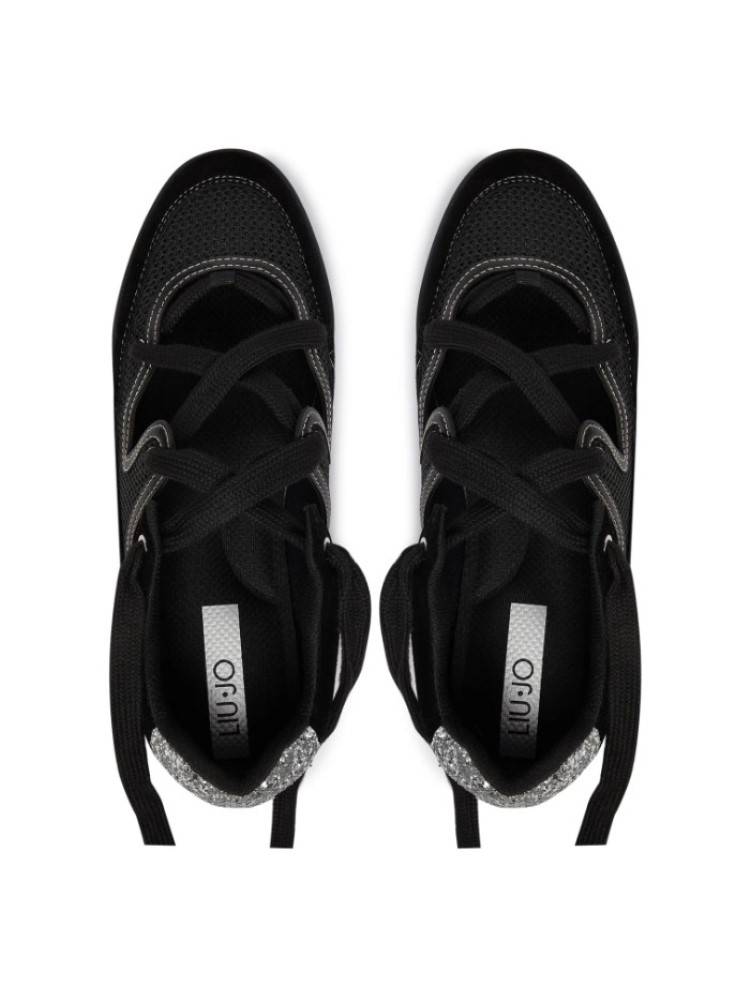 LIU JO LEWIS 03 - SUEDE BALLET SNEAKERS WITH GLITTER INSERTS