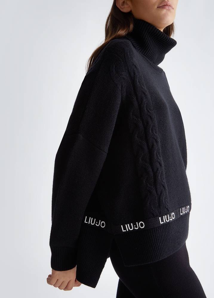 LIU JO TURTLENECK WITH LOGO HEM